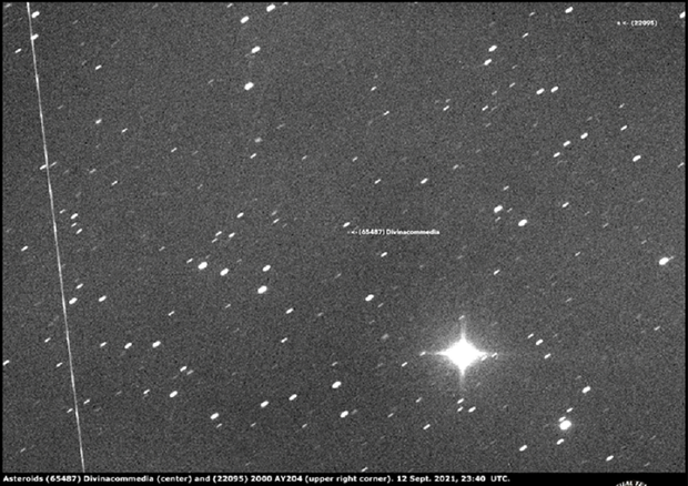 L'asteroide Divinacommedia fotografato dall'astrofisico Gianluca Masi (fonte: Gianluca Masi, Virtual Telescope Project 2.0) © Ansa