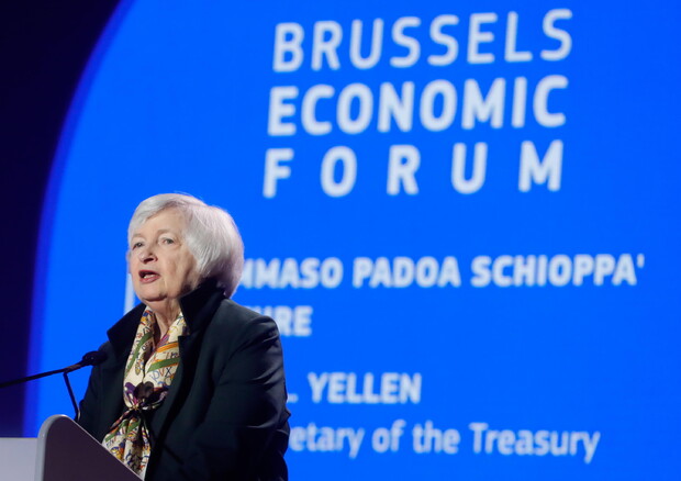 La segretaria al Tesoro Usa, Janet Yellen, al Brussels Economic Forum 2022 © EPA