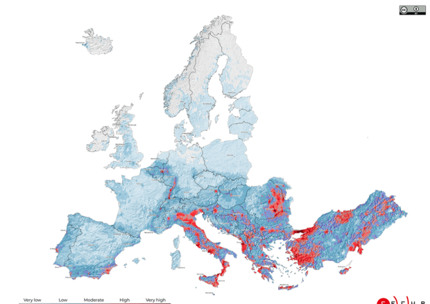 La Pianura Padana è tra le aree a più alto rischio sismico in Europa (fonte: EFEHER, Crowley et al. 2021) © Ansa