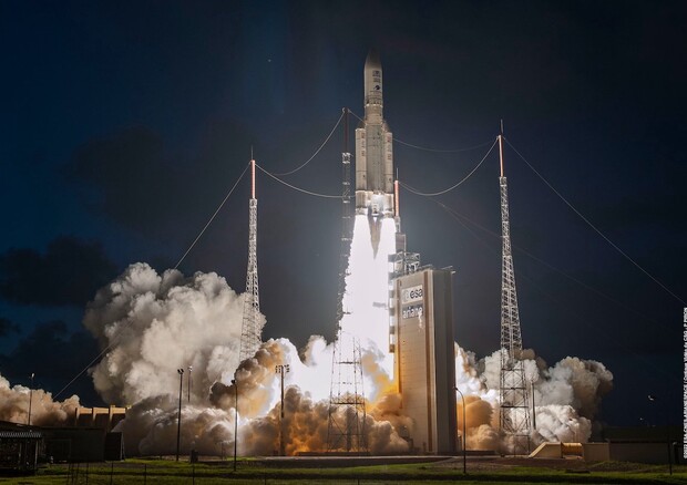 The satellite was launched aboard an Ariane 5 rocket on the night of September 7 at 11.45 pm Italian time, from the European base of Kourou, in French Guiana (Source: ESA / CNES / Arianespace / P. Piron) © Ansa