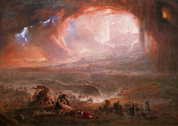 L'eruzione del Vesuvio che distrusse Pompei ed Ercolano rappresentata nel dipinto di John Martin del 1821 circa (fonte: Wikipedia) © Ansa