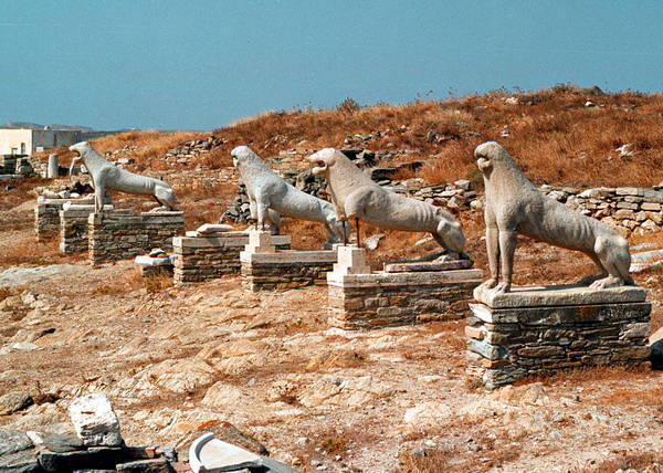 Greece, statues of lions on Delos