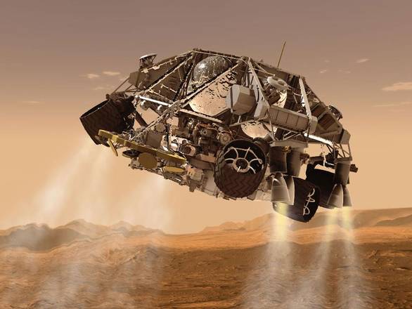 Rappresentazione artistica della discesa di Curiosity su Marte (fonte:NASA/JPL/Caltech)