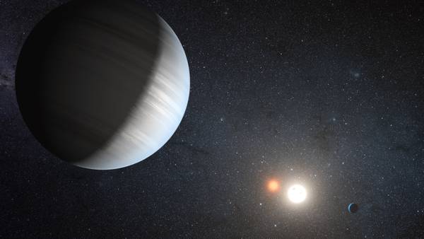 Rappresentazione artistica del sistema planetario Kepler-47 (fonte: NASA/JPL-Caltech/T. Pyle)