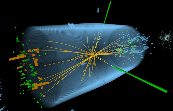 Rappresentazione degli scontri fra particelle che hanno permesso di scoprire il bosone di Higgs (fonte: CERN)