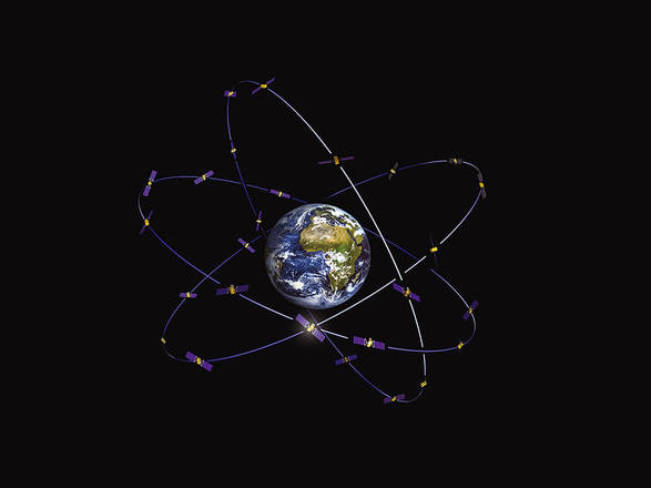 Rappresentazione della costellazione dei satelliti del Sistema europeo di navigazione Galileo (fonte: ESA)