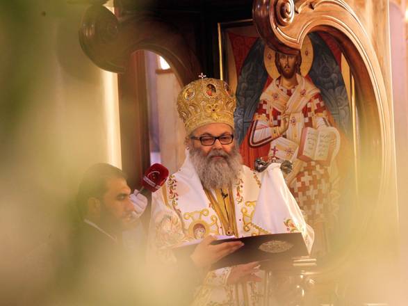 Il Patriarca greco-ortodosso del Levante e di Antiochia, Youhanna al Yaziji, capo della più importante Chiesa cristiana di Siria