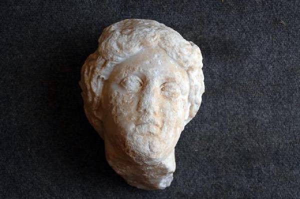 The life-sized marble head of Aphrodite found at the site of Antiochia ad Cragum, on the Turkey's Mediterranean coast