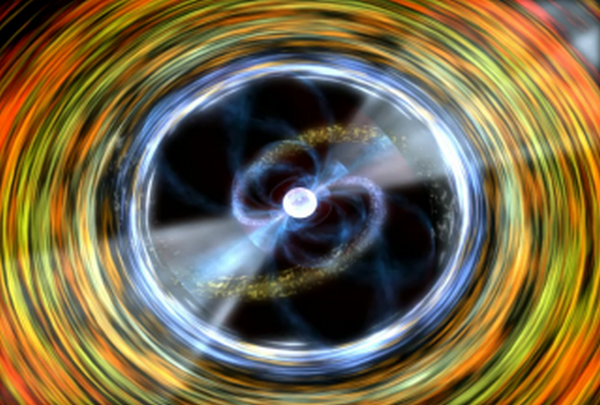 Rappresentazione grafica di una pulsar millisecondi (fonte: NASA)