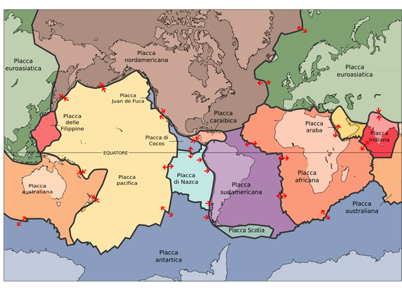Le placche continentali (fonte: Fradeve11)
