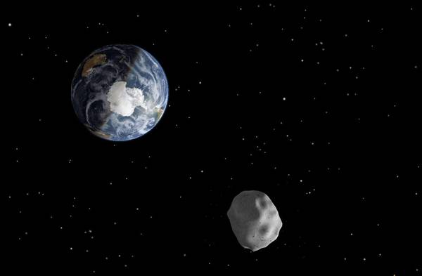 Rappresentazione artistica di un asteroide vicino alla Terra (fonte: NASA/JPL-Caltech)