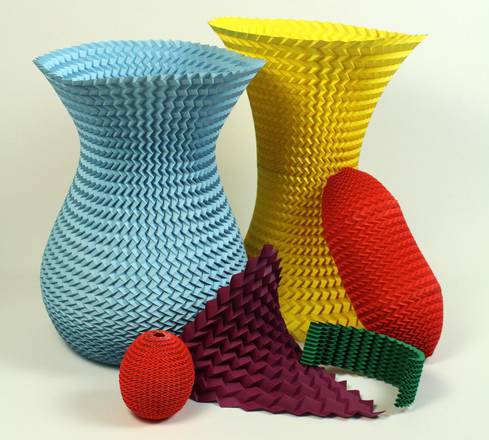 Oggetti costruiti con la tecnica simile all'origami (fonte: Mahadevan Lab/Harvard SEAS)