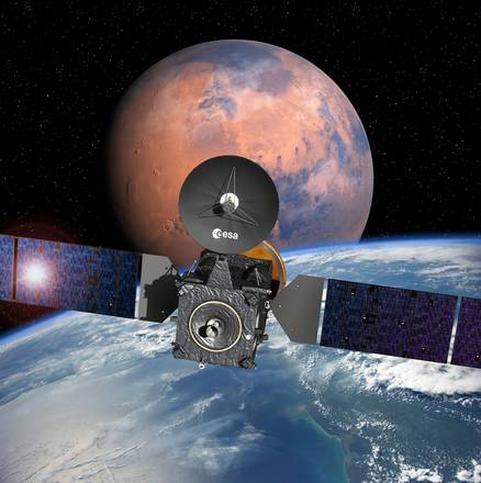 Rappresentazione artistica della missione ExoMars (fonte: ESA–David Ducros)