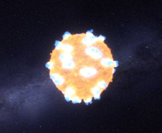 Ricostruzione artistica dell’esplosione di una stella (fonte: NASA Ames, STScI/G. Bacon)