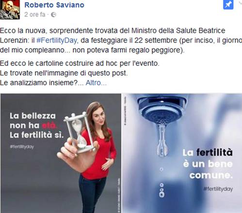 Saviano e web contro Fertility day