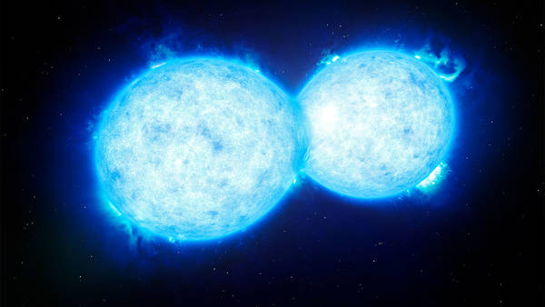 Nel 2022 una coppia di stelle si fonderà e poi esploderà, diventando per un breve lasso di tempo uno degli oggetti stellari più brillanti del cielo (fonte: ESO/L. Calçada)