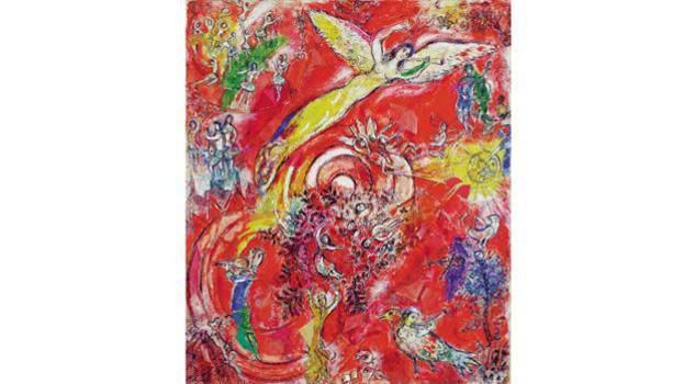 Marc Chagall - Il trionfo della musica Maquette per il murale Metropolitan Opera, Lincoln Art Center, New York 1966, tempera, gouache e collage su carta Collezione Privata © Chagall ®, by SIAE 2014