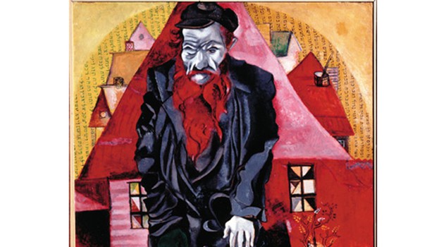 Mostre: Arriva Chagall, capolavori e memorie inedite. 'Ebreo in rosso'.  1915, olio su cartone San Pietroburgo, Museo di Stato Russo © Chagall ®, by SIAE 2014