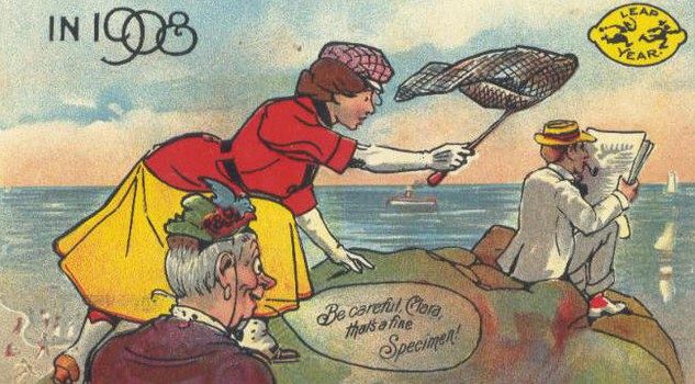 Un'illustrazione dei paesi anglosassoni dove una tradizione legata a S. Patrizio vuole che il 29 febbraio (il  leap day, il ''giorno del salto) le ragazze possano chiedere al fidanzato di sposarle