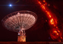 Rappresentazione artistica dei segnali rilevati per primo dal radiotelescopio australiano Parkes (fonte: Swinburne Astronomy Productions)