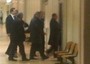 Silvio Berlusconi  entra in aula in un'udienza per la vicenda dell'intercettazione legata al caso  Bnl-Unipol il 30 gennaio 2012