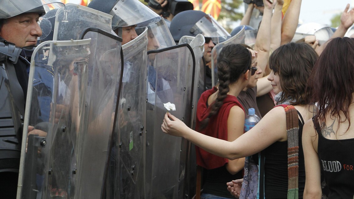 Protesta a Skopje © ANSA/AP