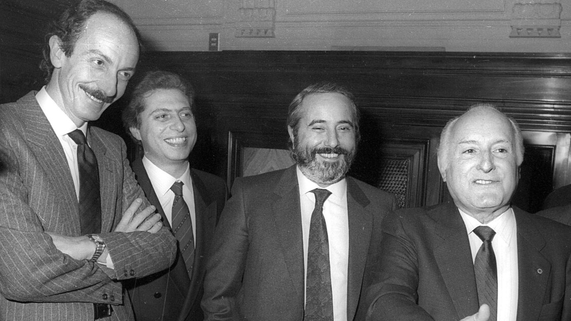 Riunione al Viminale tra il ministro Scalfaro e i magistrati Falcone, Signorino e Ajala (1986) - RIPRODUZIONE RISERVATA