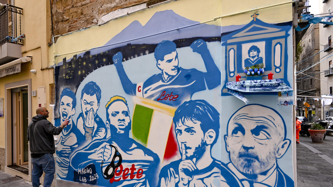 Scudetto Napoli, murale al Borgo Orefici e ' un tributo a protagonisti - ALL RIGHTS RESERVED