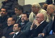 Mateo Salvini e Silvio Berlusconi insieme allo stadio ieri a vedere il Milan © Ansa