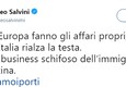 Un tweet del ministro dell'Interno Matteo Salvini © 