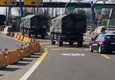 Bergamo, il convoglio militare che trasporta le bare verso l'autostrada (ANSA)