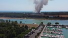 Bibione, incendio in zona boschiva: fuoco e colonne di fumo ripresi dal drone(ANSA)