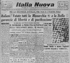 Quei giorni in edicola - La prima pagina del quotidiano Italia Nuova del 2 giugno 1946 © ANSA