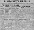 Quei giorni in edicola - La prima pagina del quotidiano Risorgimento Liberale del 4 giugno 1946 © ANSA