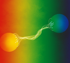 Rappresentazione grafica del fenomeno dell'entaglement, nel quale le particelle influenzano il lorocomportamento nonostante la distanza (fonte: Johan Jarnestad/The Royal Swedish Academy of Sciences) (ANSA)