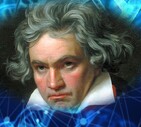 Ottenuta la mappa del Dna di Ludwig van Beethoven (fonte: Il Dna sullo sfondo: Pixabay, il ritratto di Beethoven: WikiCommons) (ANSA)