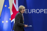Theresa May al termine del Consiglio europeo del 9 marzo (ANSA)