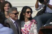 Clooney e lady sul motoscafo 'Amore'