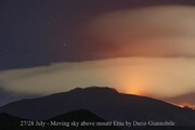 Luna, Aldebaran e nubi lenticolari sull'Etna (fonte: Dario Giannobile, UAI)