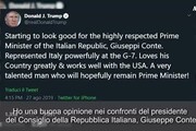 Trump su Twitter, speriamo che Conte resti premier