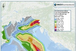 Mappa della pericolosità sismica elaborata nel 2006 (fonte: INGV)
