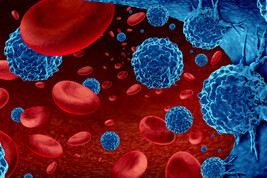 Rappresentazione grafica di cellule tumorali nel sangue (fonte: wildpixel, iStock)