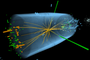 Rappresentazione degli scontri fra particelle che hanno permesso di scoprire il bosone di Higgs (fonte: CERN) (ANSA)