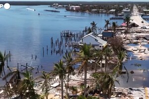 Florida, le devastanti conseguenze del mortale uragano Ian riprese dall'alto (ANSA)