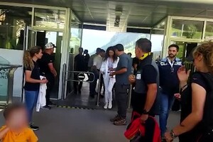 Salvini con una delegazione della Lega a Punta Helbronner (ANSA)