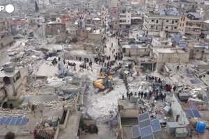 Terremoto in Siria, la distruzione nella provincia di Aleppo vista dall'alto (ANSA)