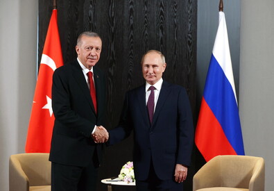 Il presidente turco Erdogan con Vladimir Putin (ANSA)