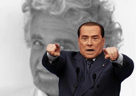Three-time premier Silvio Berlusconi (foreground) and 5-Star Movement leader Beppe Grillo (foto: ANSA)