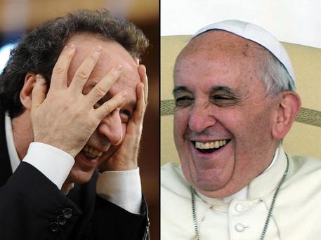 Roberto Benigni e Papa Francesco © ANSA