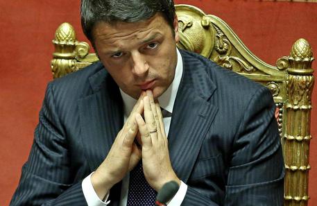 Il presidente del Consiglio Matteo Renzi in Aula al Senato © ANSA